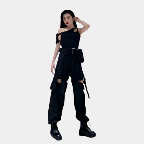Buckle cut out cargo pants discount