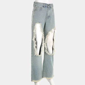 Cut Out Denim Pants