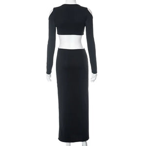 Cut Out Long Sleeve Maxi Dress