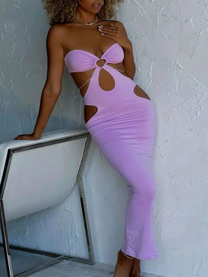 Cut Out Midi Black Dress