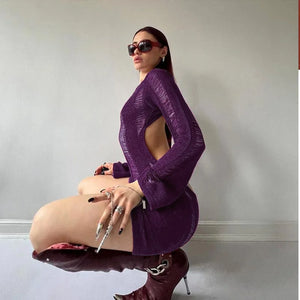 Cut Out Mini Dress Long Sleeves