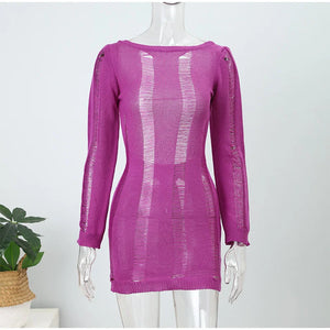 Cut Out Mini Dress Long Sleeves