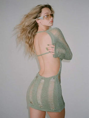 Cut Out Mini Dress Long Sleeves