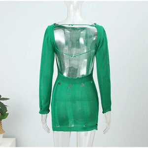 Cut Out Mini Dress Long Sleeves