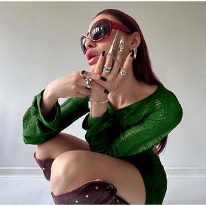 Cut Out Mini Dress Long Sleeves