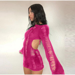 Cut Out Mini Dress Long Sleeves