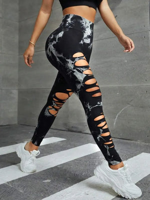 Cut Out PU Leather Pants