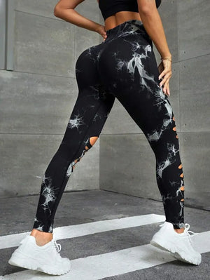 Cut Out PU Leather Pants