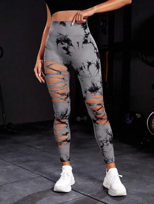 Cut Out PU Leather Pants
