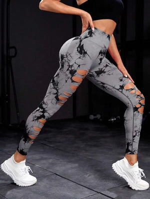 Cut Out PU Leather Pants