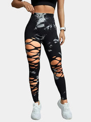 Cut Out PU Leather Pants