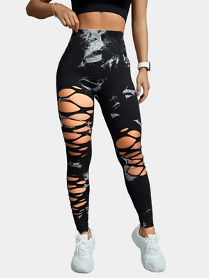 Cut Out PU Leather Pants