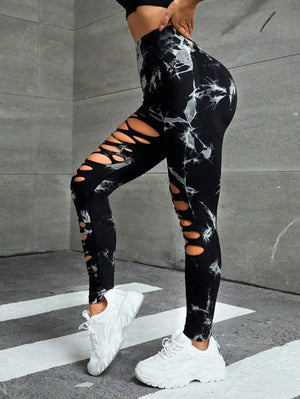 Cut Out PU Leather Pants