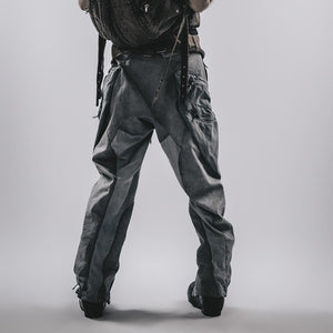 Cut Zipper Spliced Cyberpunk Pants
