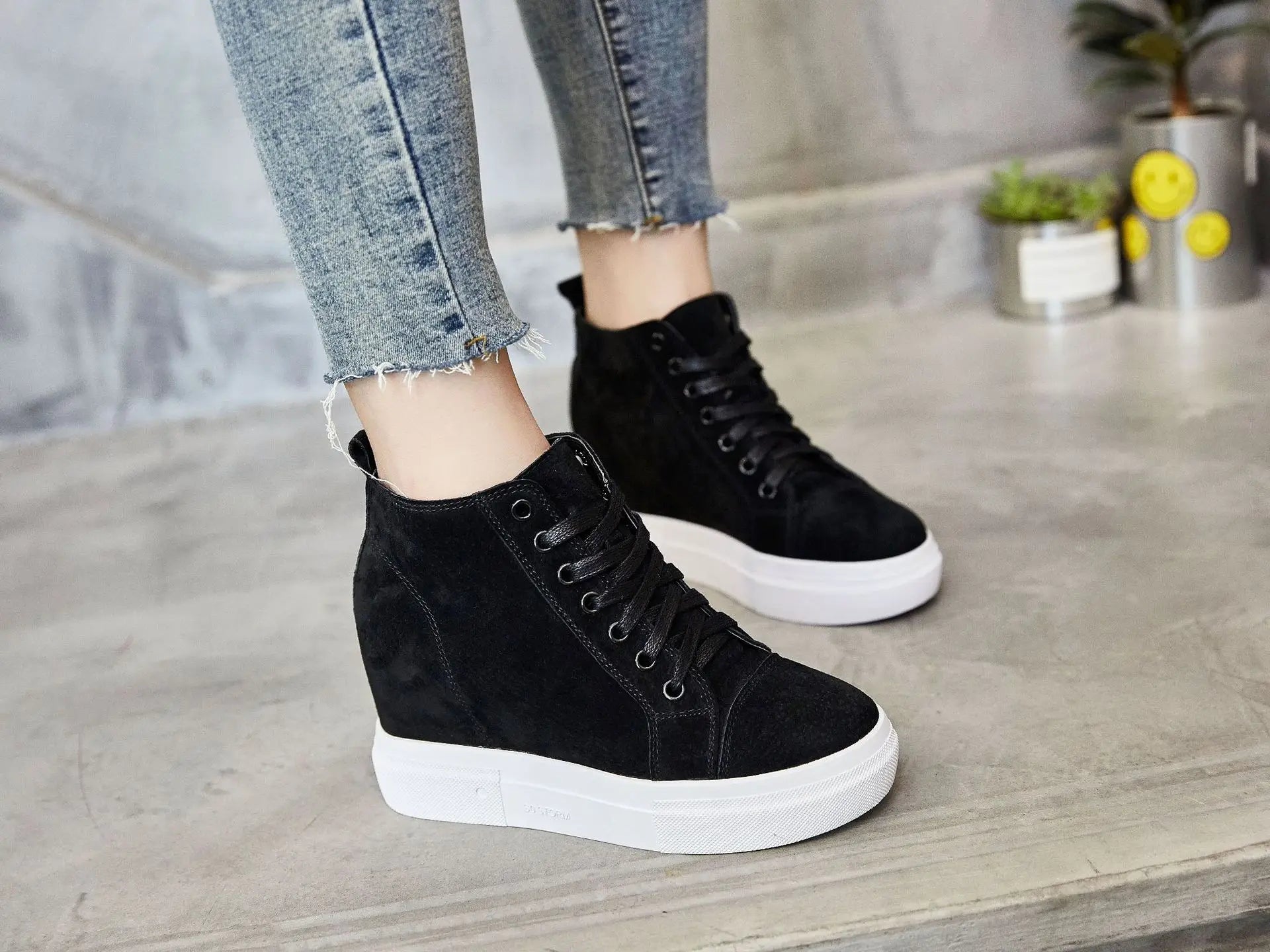 ALAÏA Black Superga Platform Sneakers Calfskin | ALAÏA IN
