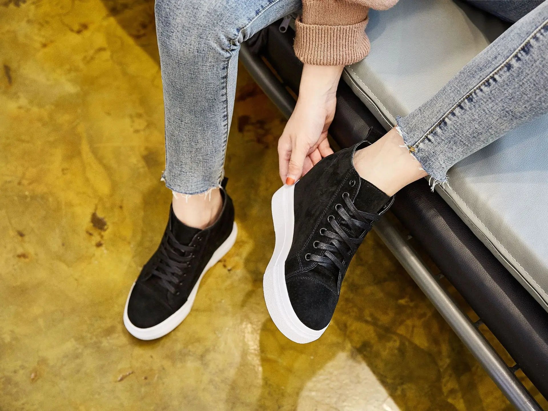 Cute Black Platform Sneakers CYBER TECHWEAR