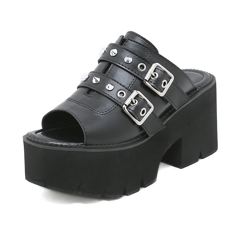 Cute Chunky Heels Sandals CYBER TECHWEAR