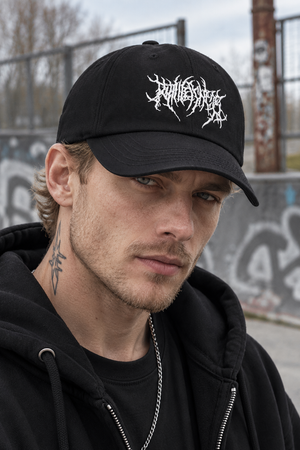 Basebollkeps med broderad text