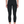 Front of the black leggings on the model, a wide high waistband and legs ending above the ankle