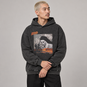 Vicces grafikus fekete Y2K hoodie
