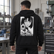 Sweat à capuche zippé noir japonais 