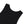 Close-up of the scoop neckline, finished with a narrow folded binding in the same black cotton