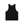 The black muscle shirt laid flat from the back, plain, with the armholes cut deep down each side