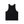 Front of the black tank shown small, flat, the wide scoop neck and the long body in thin cotton