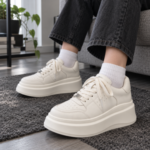 Białe sneakersy na platformie Metal
