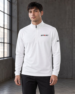 Бял пуловер с цип до гърдите adidas