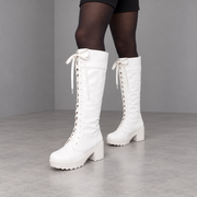 Larg White Platform Boots Womens