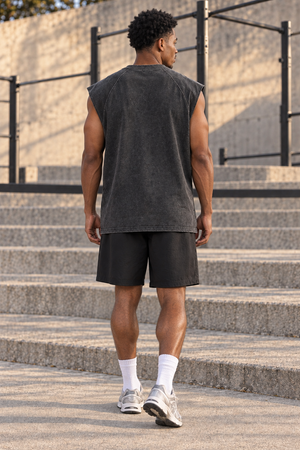 Tiger Y2K Tank Top, washed black, plain back, sports campaign
