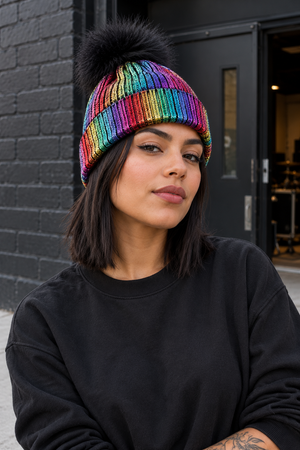 Holograficzna czapka beanie Y2K
