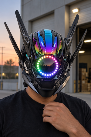 Hełm cyberpunk LED Samuraj