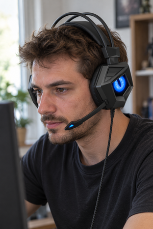 Set Cască Gaming Cyberpunk cu LED