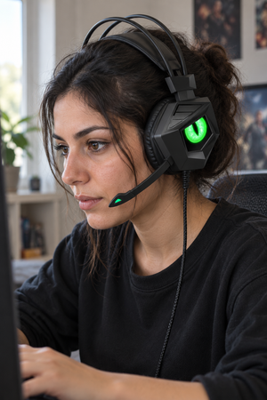 Set Cască Gaming Cyberpunk cu LED