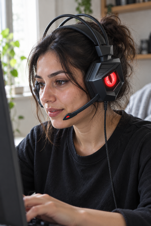 Set Cască Gaming Cyberpunk cu LED