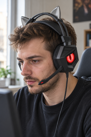 Set Cască Gaming Cyberpunk cu LED