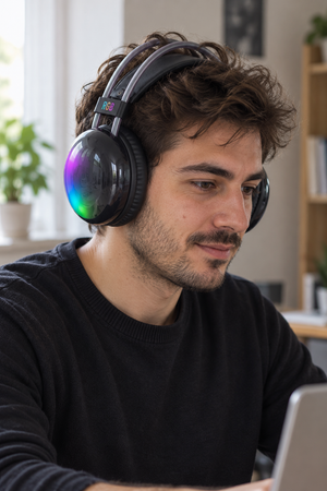 Căști Cyberpunk RGB cu Urechi de Pisică