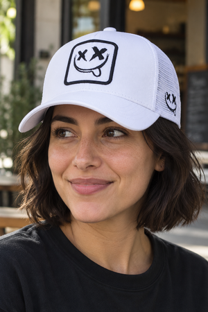 Șapcă trucker cu față Smiley