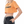 Orange colourway of the washed Y2K crop top on a model, side view with a beaded necklace and a chain belt