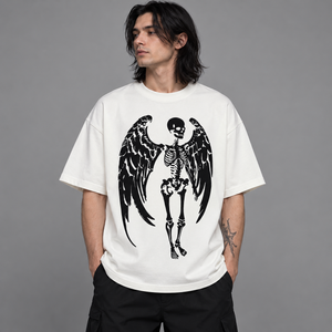 T-shirt Y2K z aniołem szkieletem