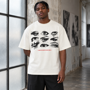 T-shirts graphiques Y2K blancs décontractés avec imprimé yeux