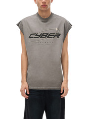 Vasket Cyber Y2K-muskelskjorte