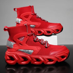 Cyberpunk Blade Chunky Sneakers - Red chunky blade-sole sneakers