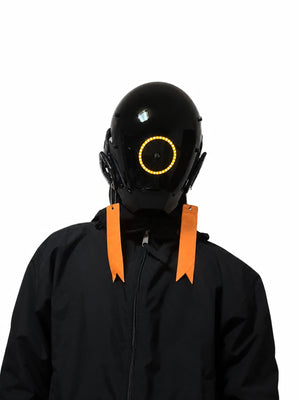 Cyberpunk Helmet Futuristic Yellow - product view on white background