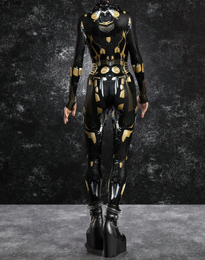 Cyberpunk Mechanical Armor Catsuit - Gold Mech