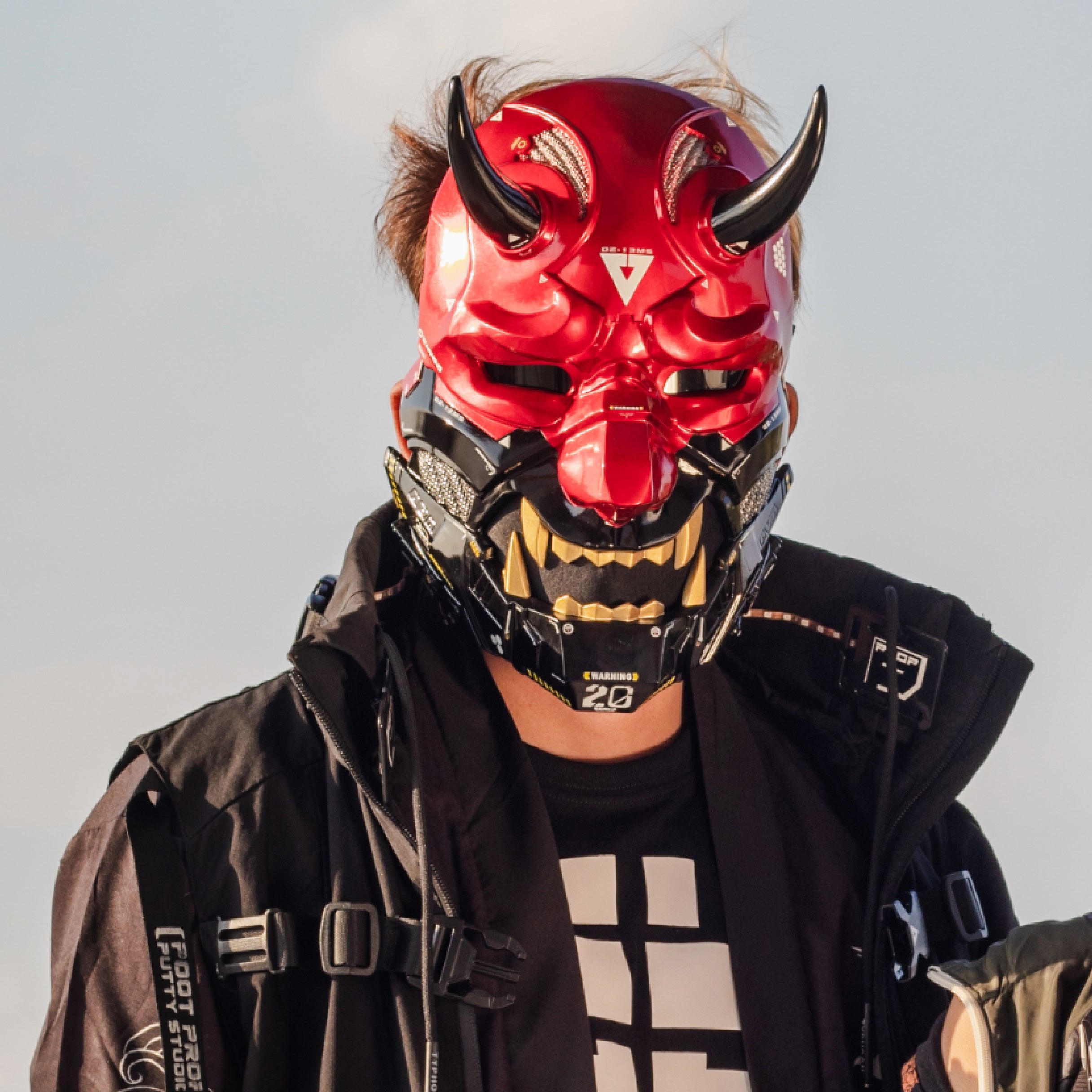 Handcrafted Cyberpunk oni mask Red - Limited Stock Available