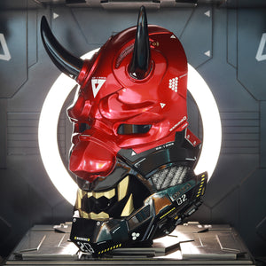 Cyberpunk oni mask Red