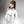 Cyberpunk Racing Jacket in white worn on a model, front view with the stand collar zipped halfway up